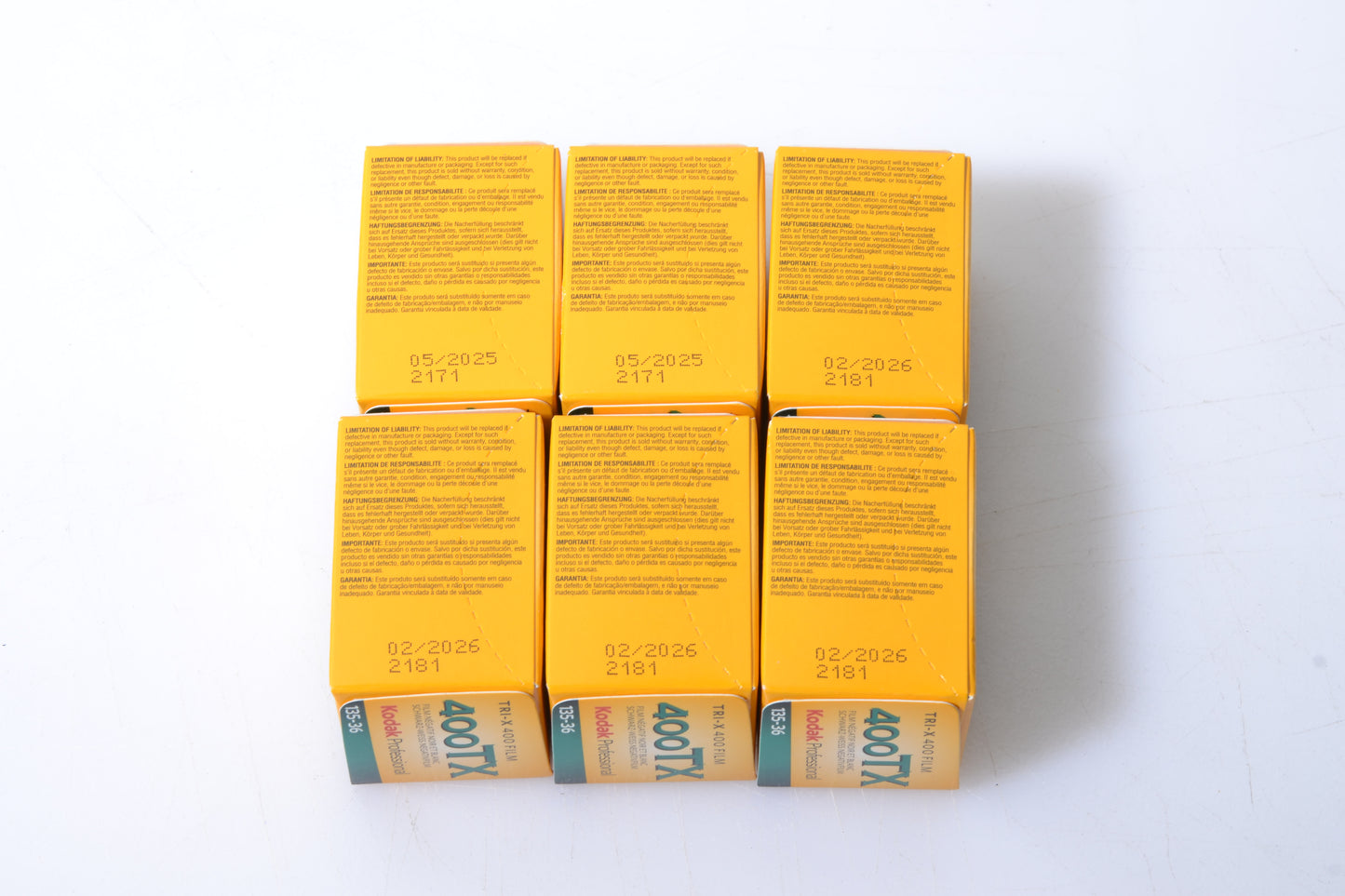 6X Rolls Kodak Tri-X TX 400ASA 135-36 B&W 35mm Film, Expires 02/2025 to 05/2025