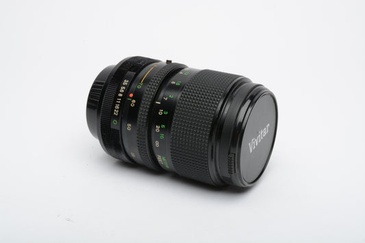 Vivitar MF 35-70mm f3.5-4.5 macro zoom lens for Canon FD mount, caps + UV, nice