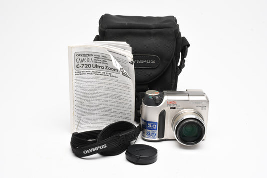 Olympus C-720 3MP Camedia Digital Point&Shoot w/Case, cap, 128MB card