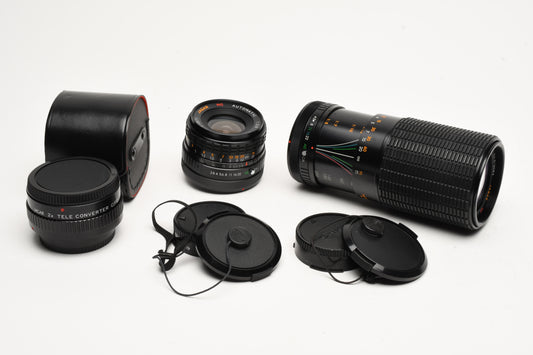 3-Piece Combo Jagar 28mm f2.8 and 80-200mm f4.5 + 2X converter, Canon FD
