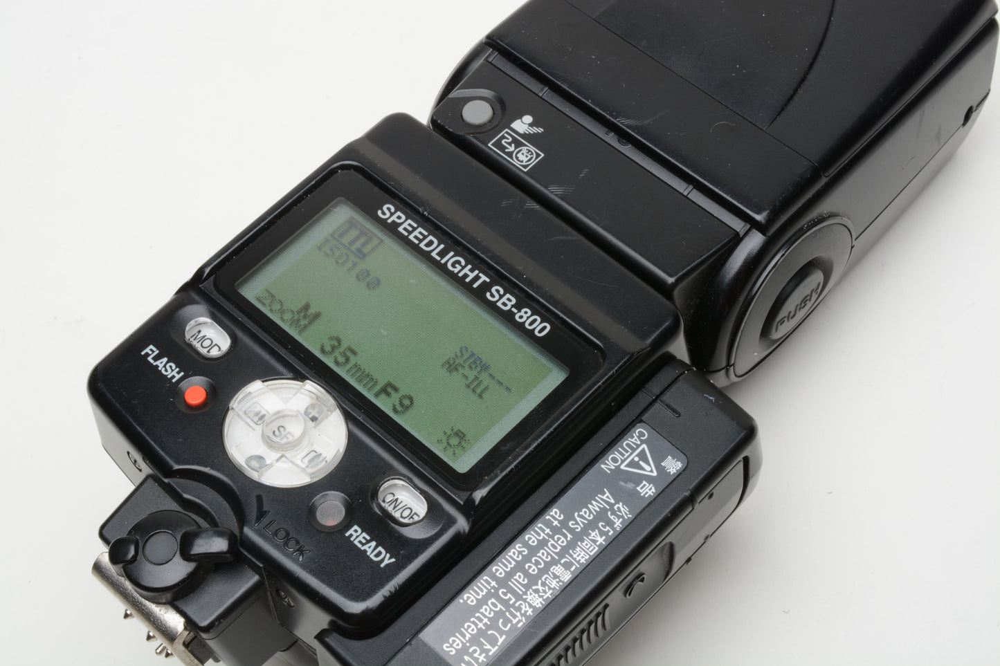 Nikon SB-800 Speedlight flash + SD-800 AA module, tested, good