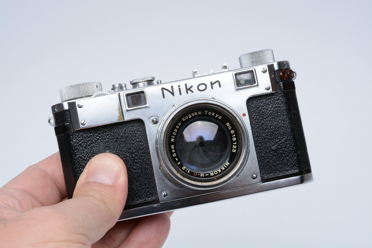 Nikon S 35mm rangefinder MIOJ w/Nikkor-H 5cm f2, Collector, Needs CLA