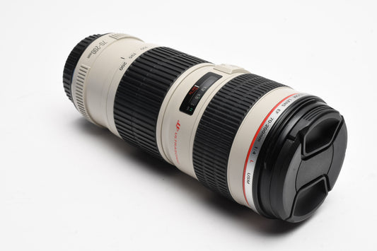 Canon EF 70-200mm f4L USM zoom, caps, tested, Mint-