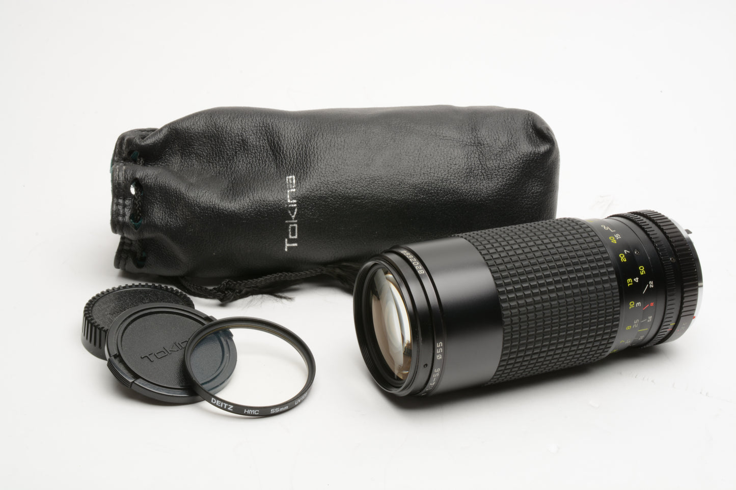 Tokina AT-X 50-250mm f4-5.6 zoom lens w/UV, pouch and caps, Pentax PK Mount