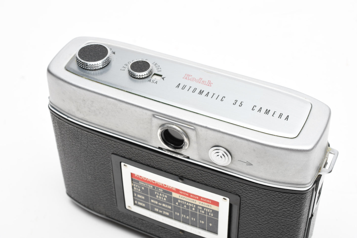 Kodak Automatic 35 camera, case, flash, Display, Vintage