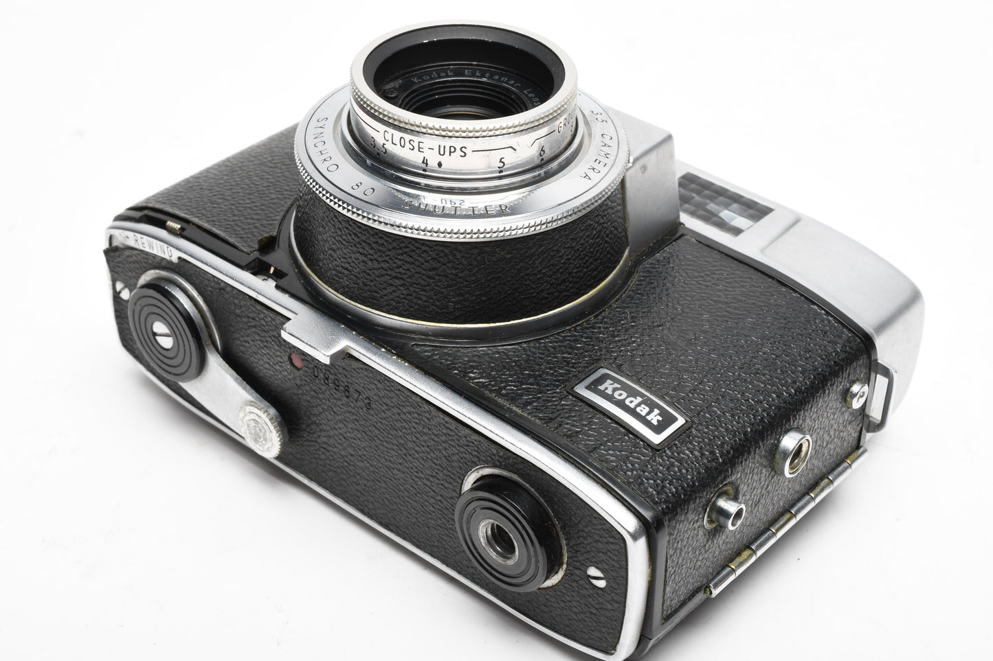 Kodak Automatic 35 camera, case, flash, Display, Vintage