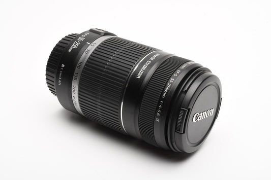 Canon EF-S 55-250mm f4-5.6 IS Zoom lens, caps, Nice & Clean