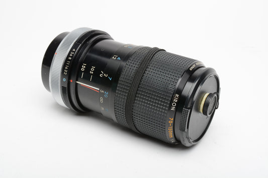 Kiron MF 70-150mm f4 Canon FD Mount lens, caps, Very clean, Nice!