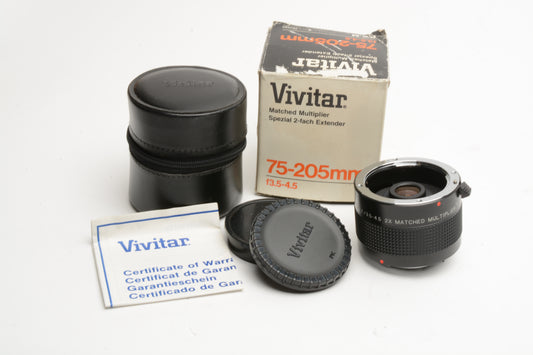 Vivitar Matched 2X Converter MC 75-205mm f3.5-4.5  in case for PK Mount