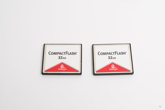 2x 32MB CF Compact Flash Cards in Dual Case, Formatted, Clean