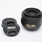 Nikon AF-S Nikkor 35mm f1.8G DX lens, caps, very clean