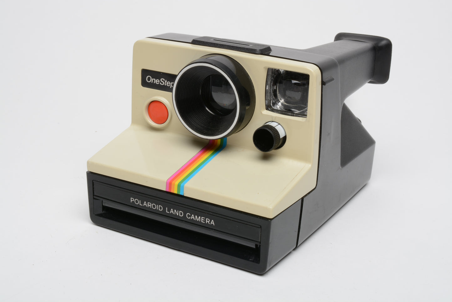 Polaroid One Step Land Instant camera w/rainbow stripe, nice and clean, tested + Case