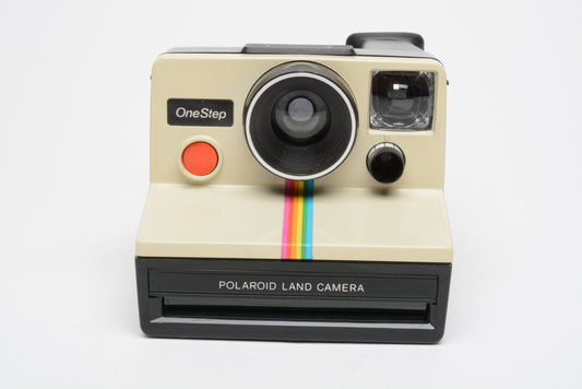 Polaroid One Step Land Instant camera w/rainbow stripe, nice and clean, tested + Case