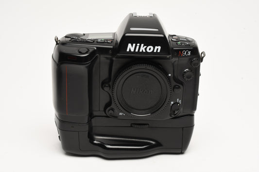 Nikon N90s 35mm SLR Body +MF-26 back, MB-10 Grip, Great, Tested