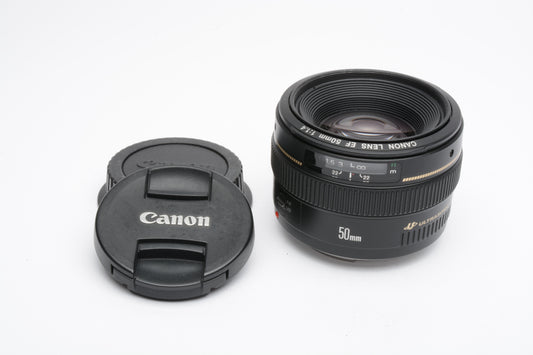 Canon EF 50mm f1.4 USM lens, caps, nice & clean, very sharp!