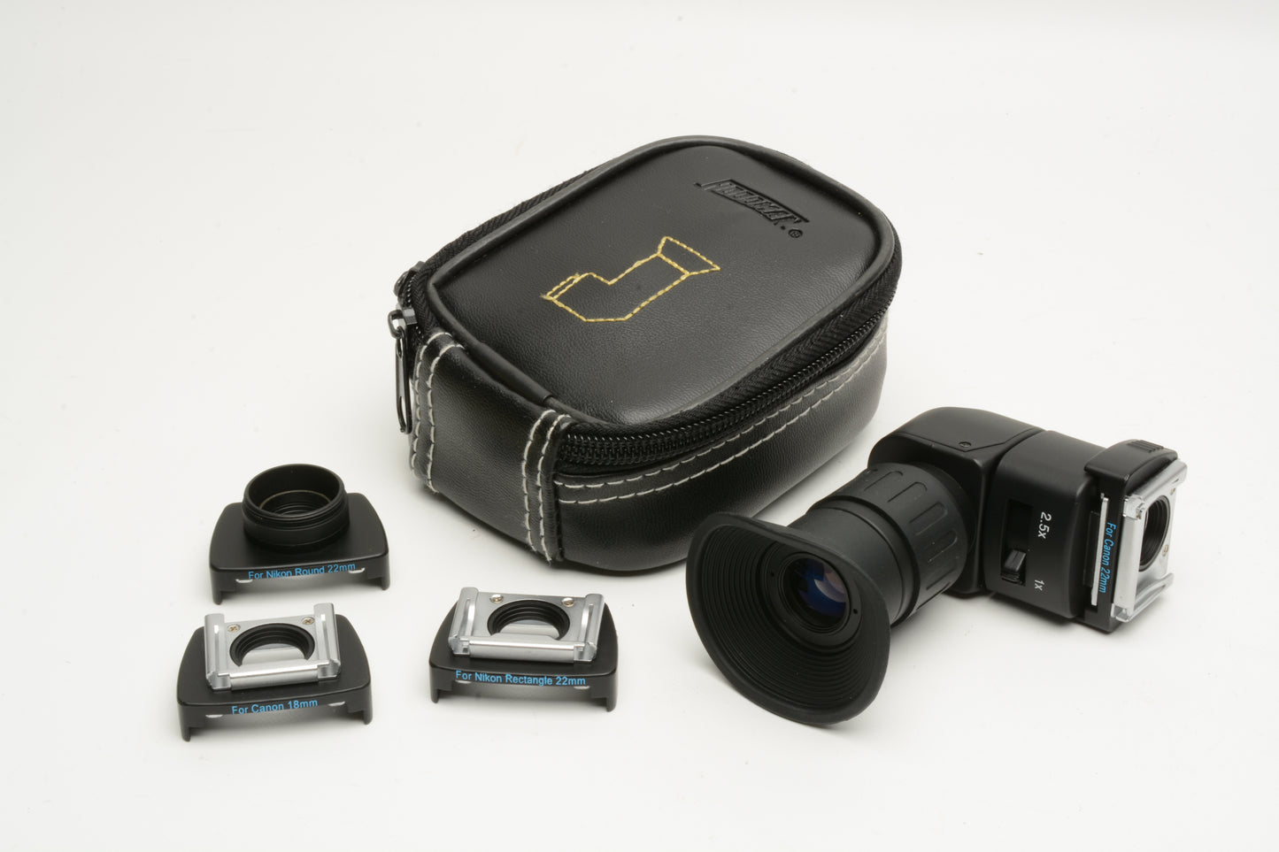 Hoodman H-RAV Right Angle Finder Viewer + 5X Adapters, case, Mint-