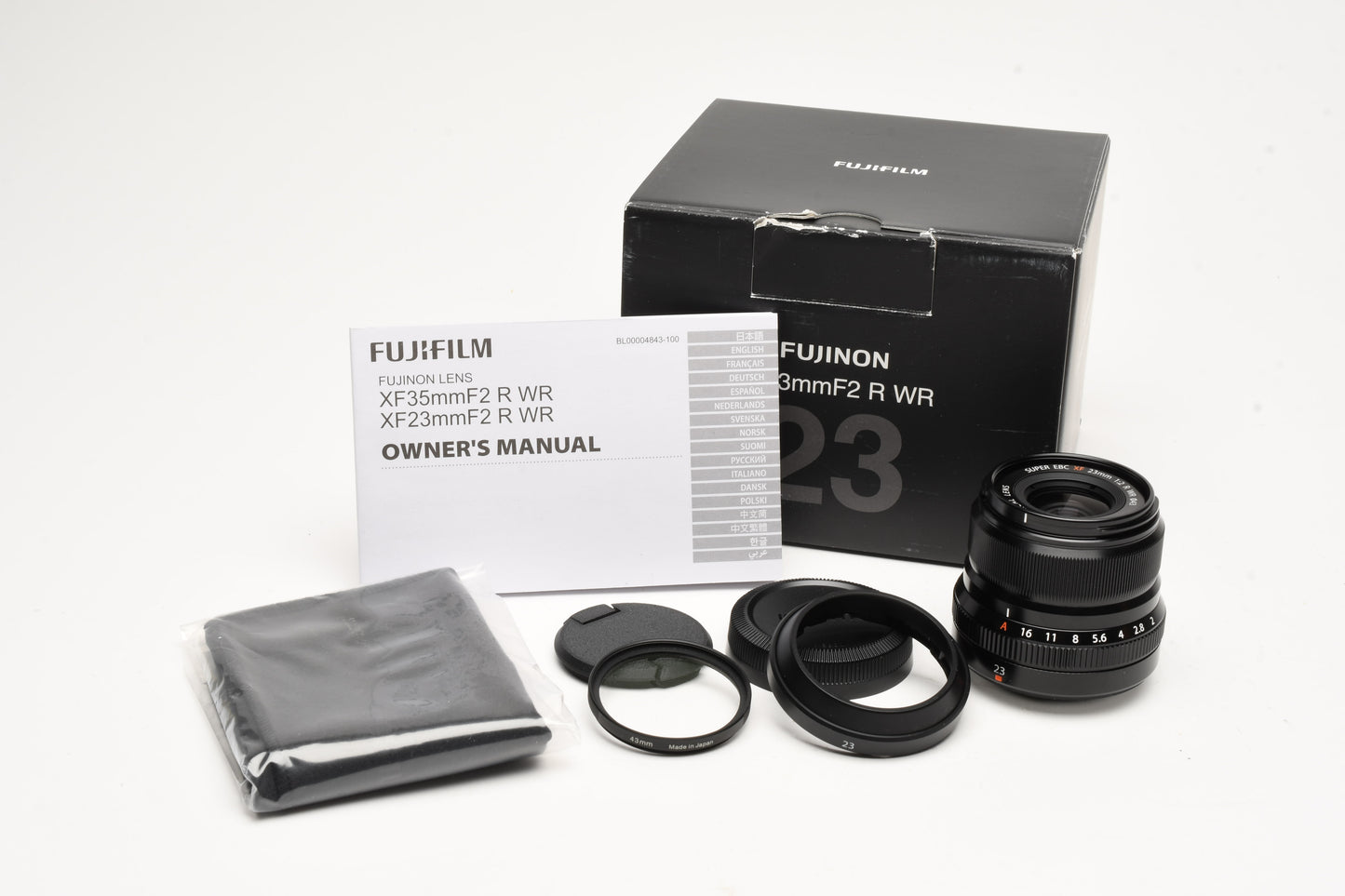 Fujifilm Fujinon XF 23mm f2 R WR lens, Boxed, UV, Hood, USA, Great