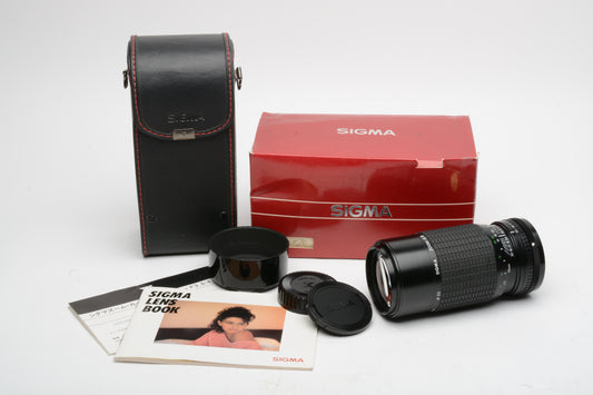 Sigma 75-210mm f3.5-4.5 Zoom KIII lens Konica AR Mount, Mint-, boxed+hood+case