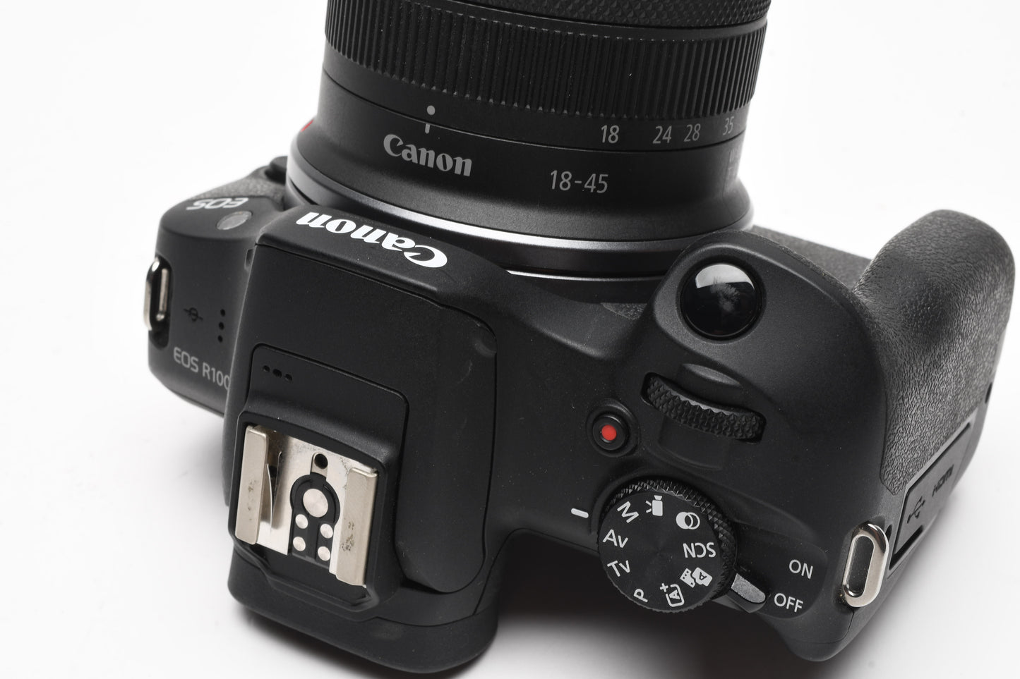Canon EOS R100 Mirrorless w/18-45mm, 2X Batts, charger, <2K Acts! Mint-