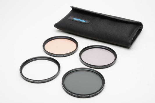 Set of 4 Tiffen 82mm filters:  812, Enhancing, UV, CPL, in pouch, very clean