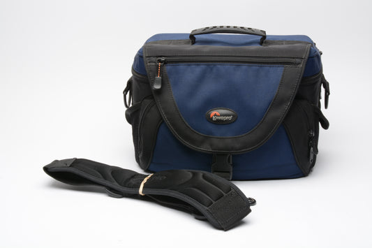 Lowepro Nova 4 AW Blue/black camera shoulder bag, clean, weatherproof, nice