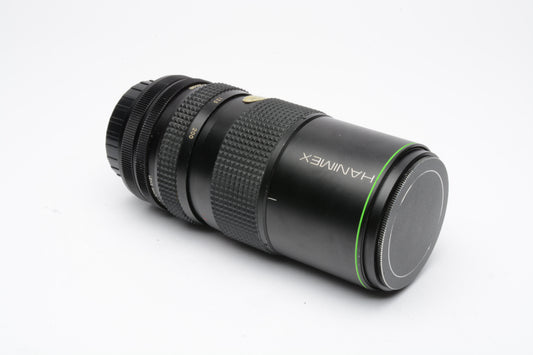 Hanimex 80-200mm F4.5 MC Tele Zoom Lens Canon FD Mount, Caps, Clean