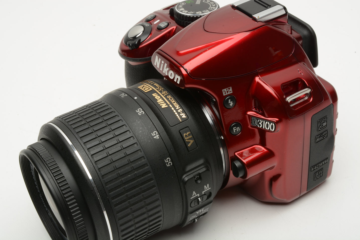 Nikon D3100 Red DSLR w/18-55mm VR zoom, batt+charger Only 937 Acts