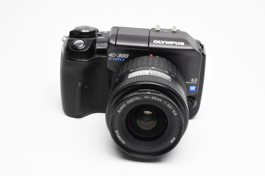 Olympus E-300 Digital Camera w/14-45mm, Card, Batt, Charger, Bargain, Read*