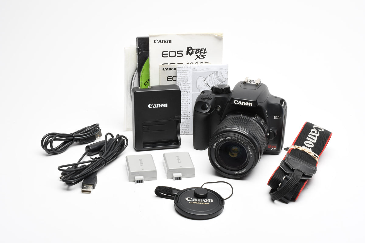 Canon EOS Rebel XS DSLR w/18-55mm f3.5-5.6 IS zoom, 2X batts+charger+manual++