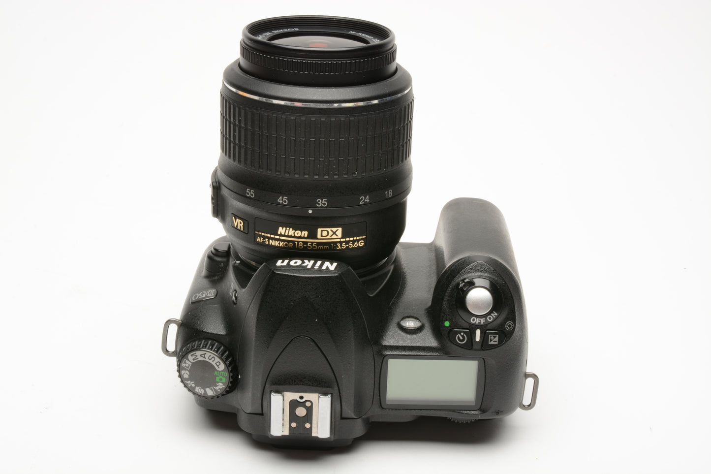 Nikon D50 DSLR body w/18-55mm f3.5-5.6G VR, batt, charger, USB, SD, 13K Acts