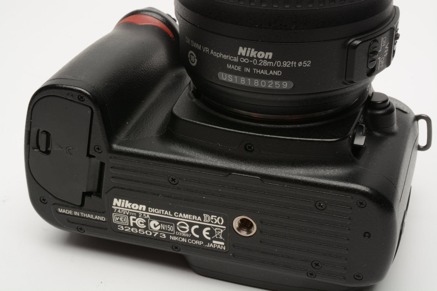 Nikon D50 DSLR body w/18-55mm f3.5-5.6G VR, batt, charger, USB, SD, 13K Acts