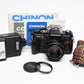 Chinon CG-5 35mm SLR w/50mm f1.9, Sky, strap, UV, + S-250 Flash, Great! Tested