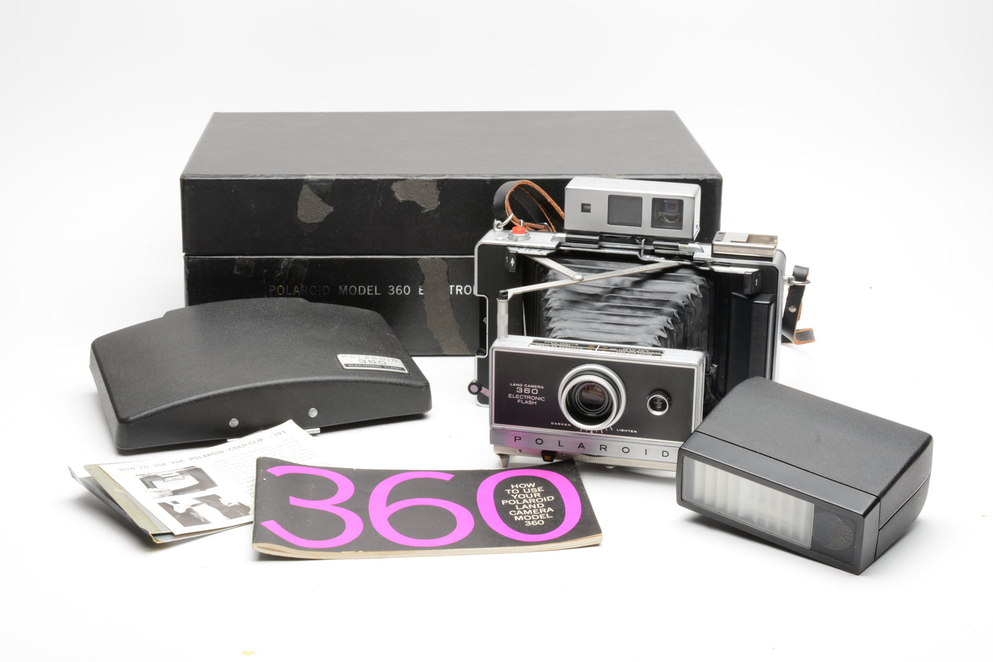 Polaroid 360 Land camera w/Zeiss finder, flash, clean in box