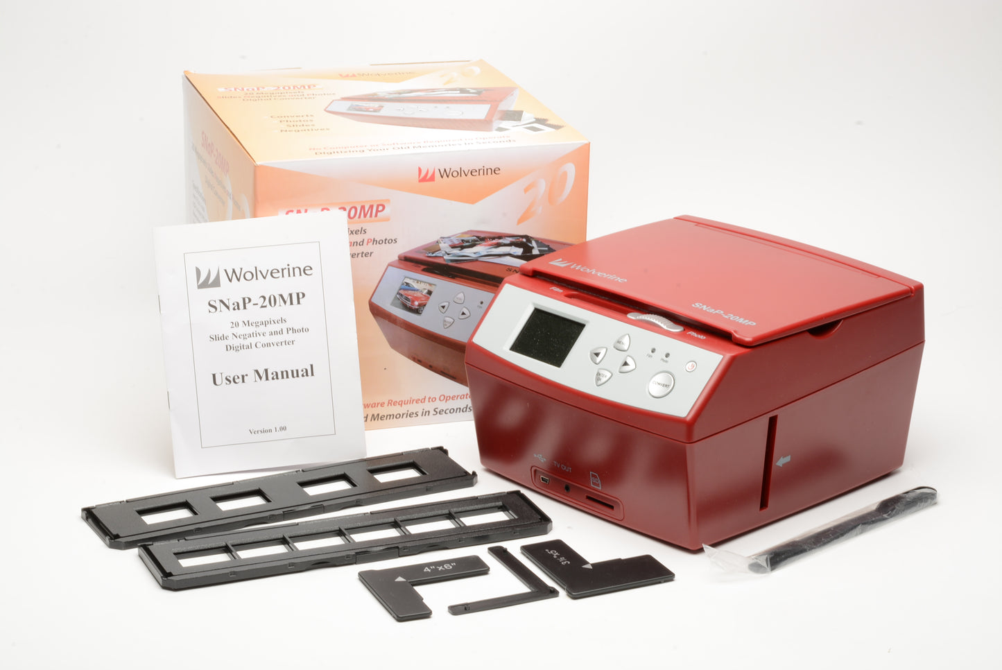Wolverine Snap-20MP Slide and negative digital converter scanner, film strips, manual, tested