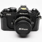 Nikon FM2 N Black 35mm SLR Body w/Nikon 50mm f1.8 Series E AI lens, new seals