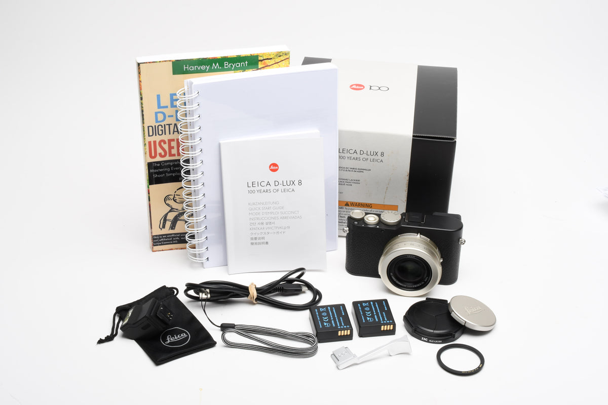Leica D-Lux 8 "100 Years of Leica" 17MP, Thumb Grip, 2batts, Books, Boxed, Mint-