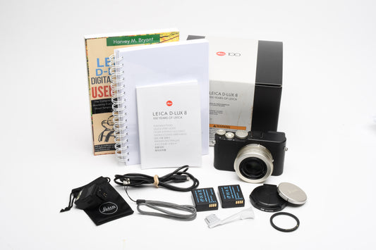 Leica D-Lux 8 "100 Years of Leica" 17MP, Thumb Grip, 2batts, Books, Boxed, Mint-