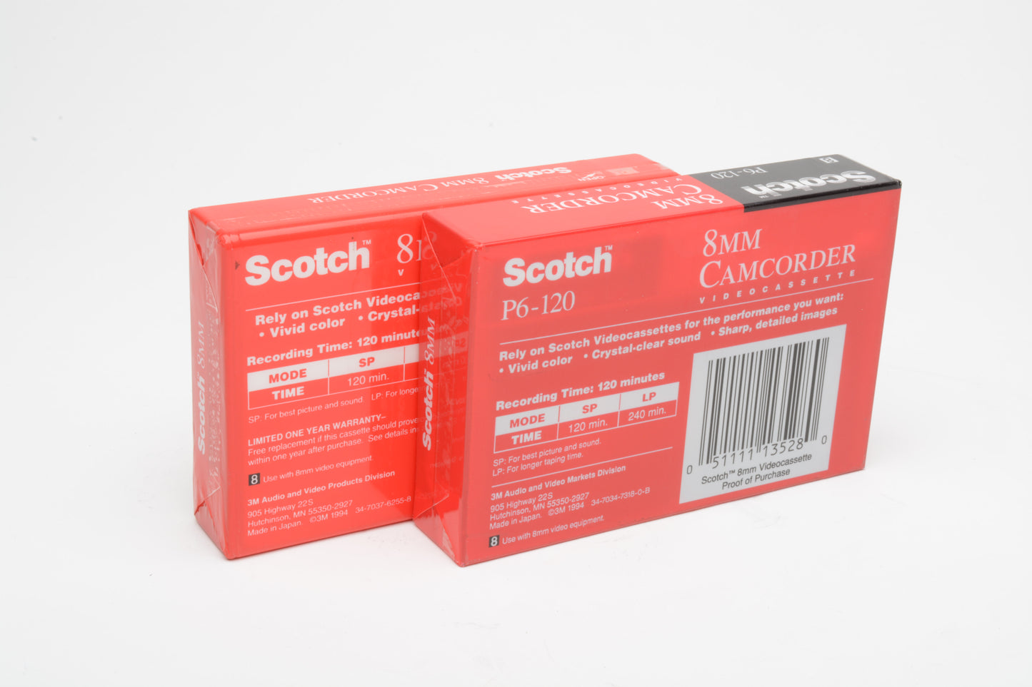 2X Scotch 8mm P6-120 Video 8 tape