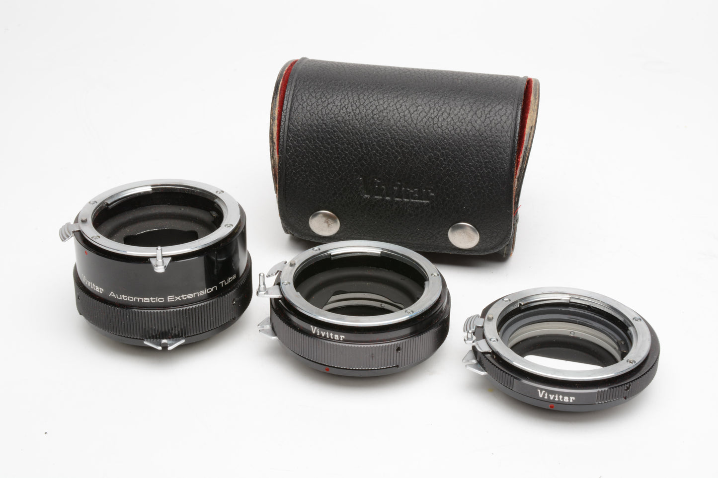 Vivitar Auto Extension Tube Set AT-3 36mm, 20mm, 12mm for NIKON F (Non AI) +case