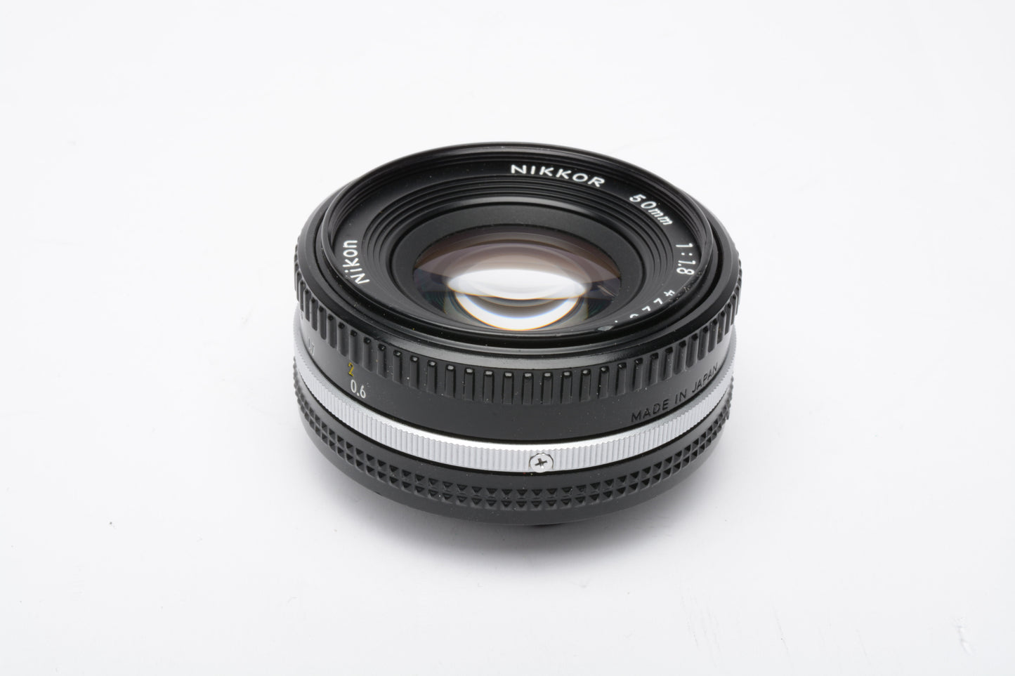 Nikon Nikkor 50mm f1.8 AI-S lens, clean, sharp, great compact prime lens + Caps