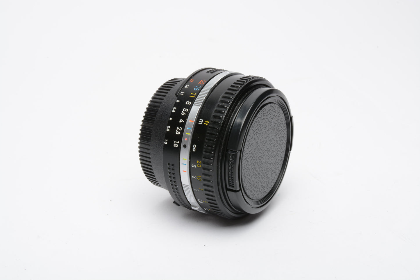 Nikon Nikkor 50mm f1.8 AI-S lens, clean, sharp, great compact prime lens + Caps