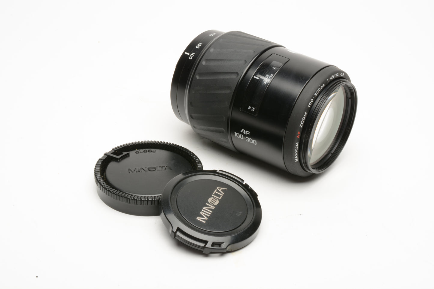 Minolta Maxxum AF 100-300mm f4.5-5.6 Zoom lens, Caps, Nice!