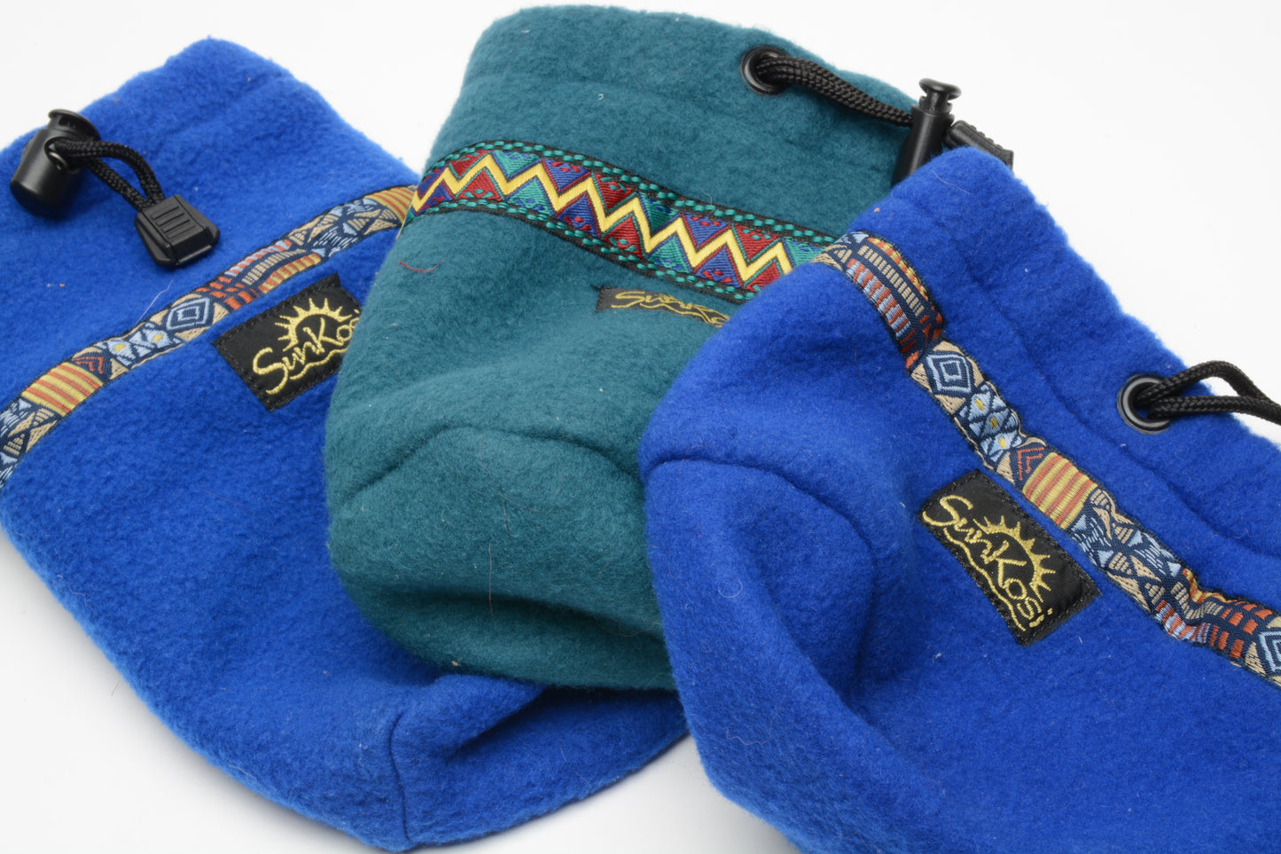 Set of 3 Sunkosi soft lens pouches (8", 6", and 4.5'), String tie, Clean