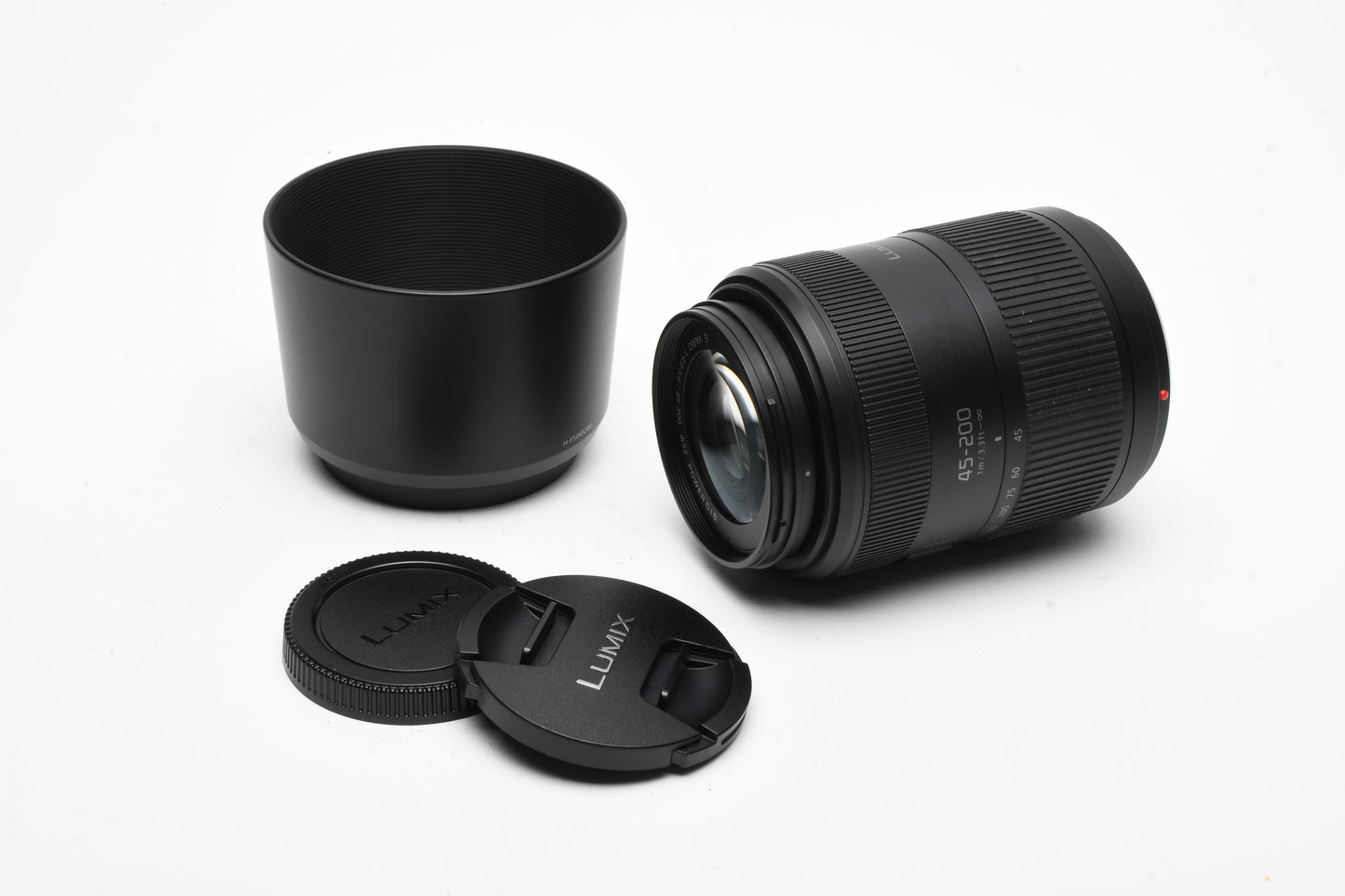 Panasonic Lumix 45-200mm G Vario F4-5.6 Mega OIS w/Caps, Great