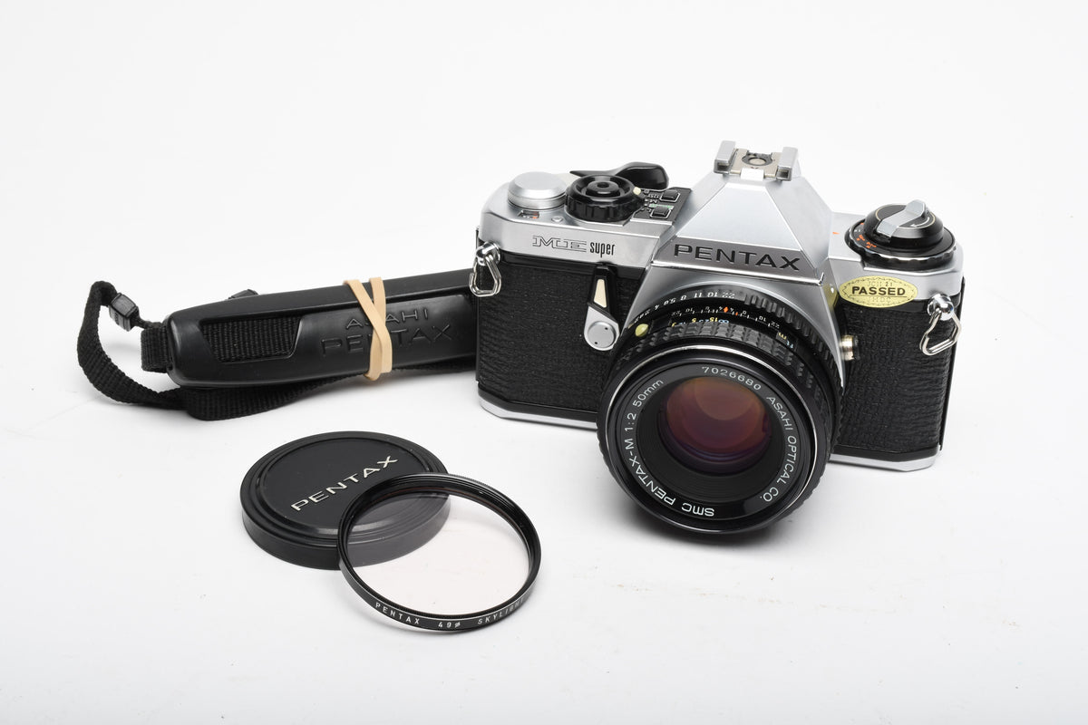 Pentax ME Super 35mm SLR w/50mm f2, Strap, New seals, Tested, Clean!
