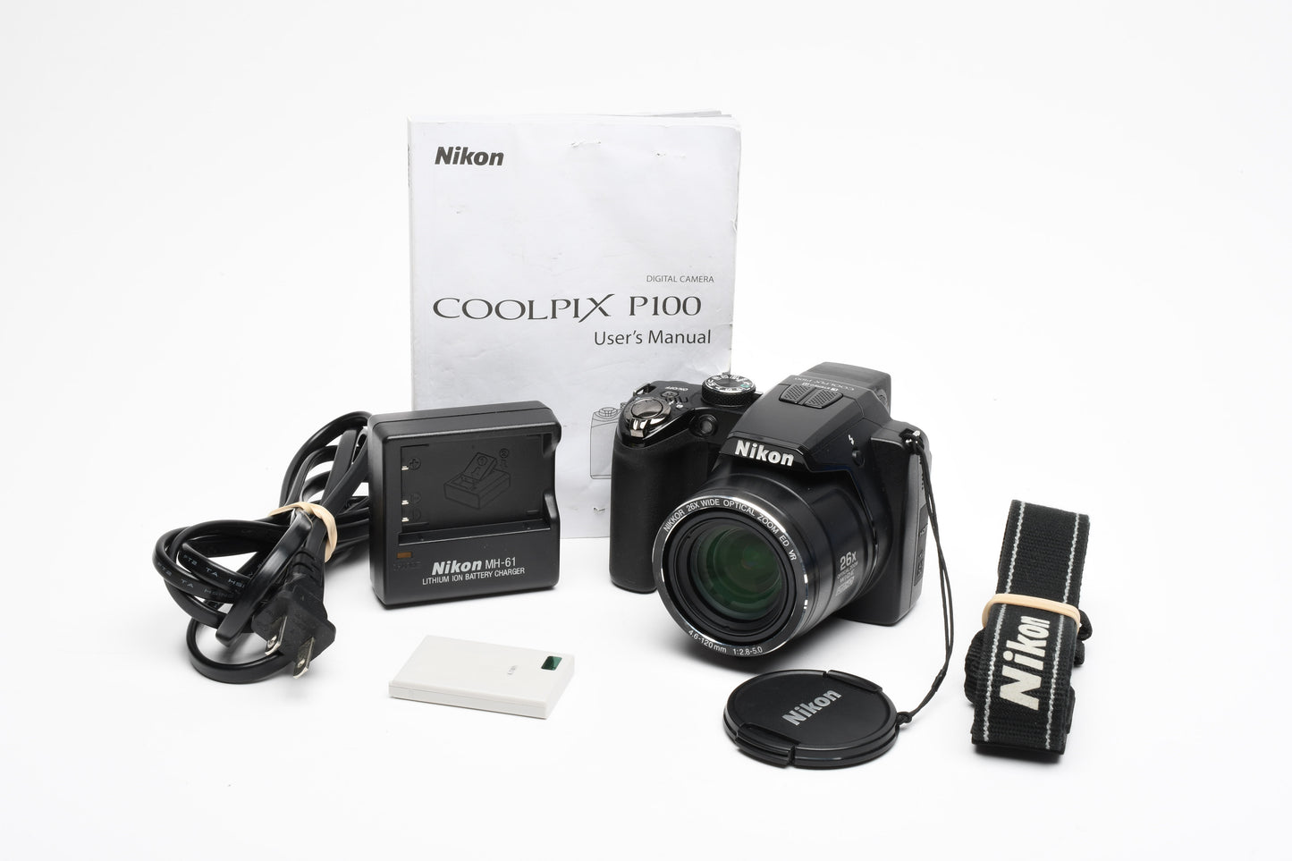 Nikon Coolpix P100 10.3MP 26X HD Zoom Digital Point&Shoot, Manual, Nice