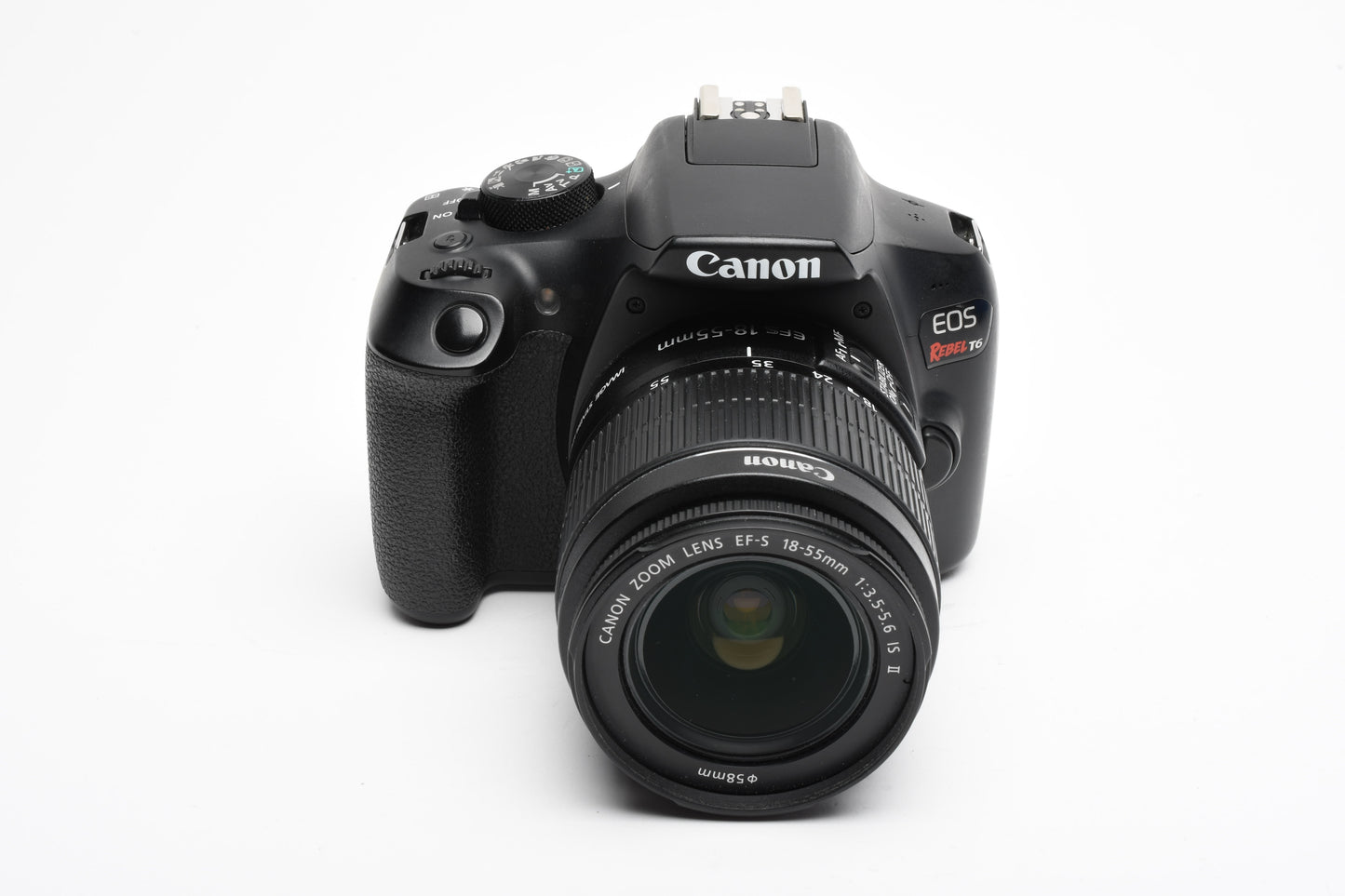 Canon EOS Rebel T6 DSLR w/18-55mm IS II, batt+charger 34K Acts, Tested