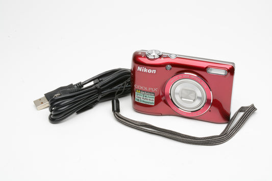 Nikon Coolpix L26 Digital Point&Shoot 16.1MP (Burgundy), Nice & Clean