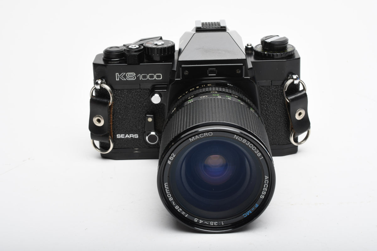 Sears KS1000 35mm SLR w/Access 28-80mm f3.5-4.5 zoom lens, winder strap, new seals
