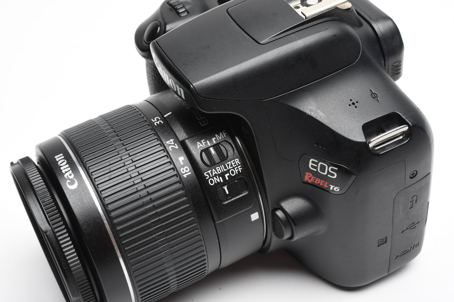 Canon EOS Rebel T6 DSLR w/18-55mm IS II, batt+charger 34K Acts, Tested